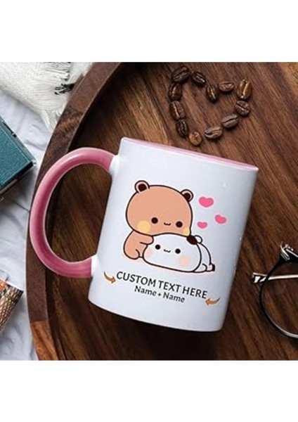 Sevimli Ayı Temalı Sevgililer Günü Seramik Kahve Kupası