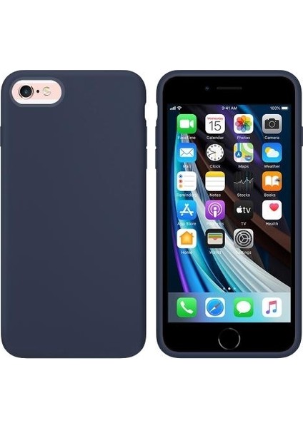 Apple iPhone 6S İçi Kadife Silikon Kılıf Lacivert