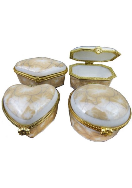 Granite Desenli Altın Kutu, 4x5 Cm, 4 Adet, Ekru Renkli, Şık ve Dayanıklı Tasarım