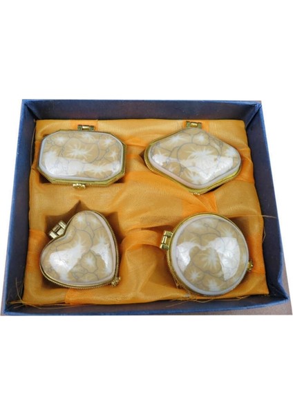 Granite Desenli Altın Kutu, 4x5 Cm, 4 Adet, Ekru Renkli, Şık ve Dayanıklı Tasarım fiyatları