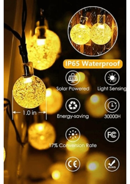 Büro Ev Ofis Yazlık Için 5mt Sarı Opak Solar Top LED Işık Lamba Şerit Aydınlatma indirimleri