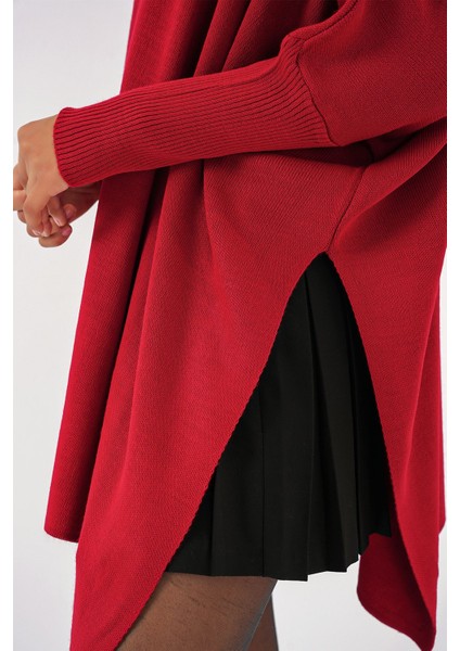 Kadın BDART Çizgili Yüksek Yaka Kazak Red