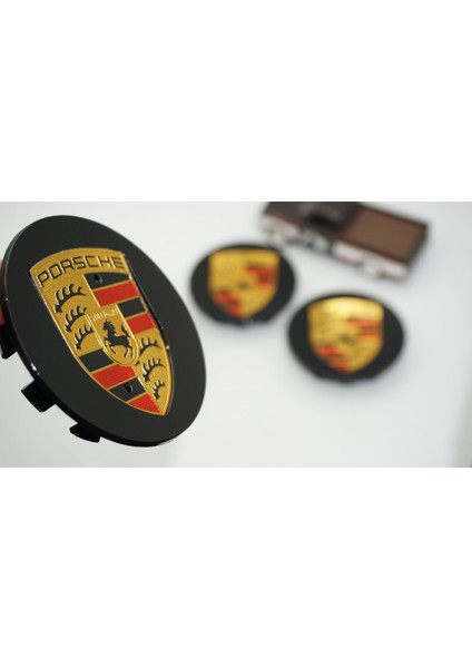 Porsche Siyah Jant Göbeği Kapak Seti 76MM