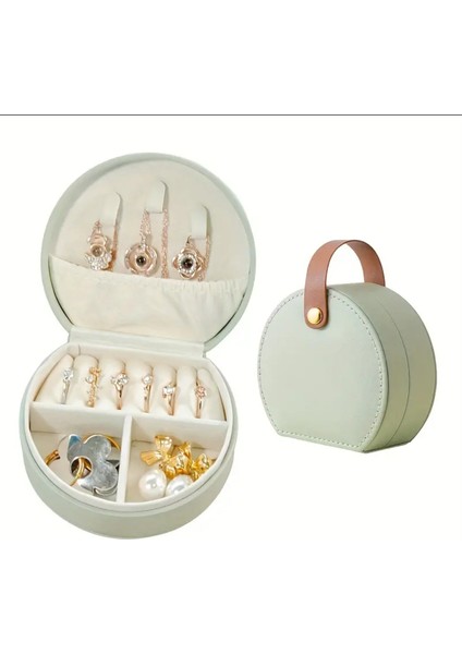Şık Mini Takı Kutusu, Bej Renk, Taşımada Pratik ve Kullanışlı Tasarım