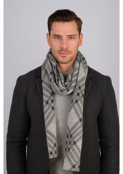 Kareli Desenli Triko Atkı