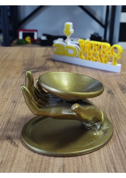 3D El Figürlü Parlak Takı Tabağı, Şık ve Modern Dekorasyon Parçası