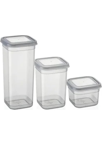3'lü Saklama Kabı Seti Antrasit 1700ML + 1100ML + 500ML, Gri Renk modelleri