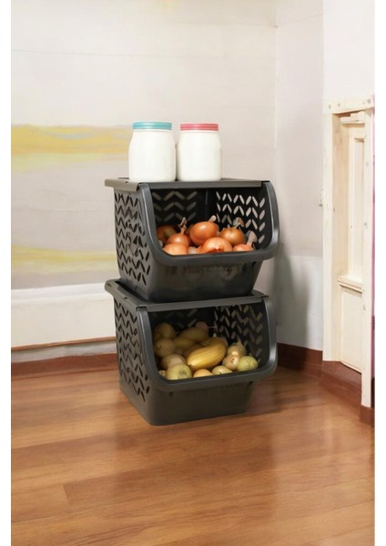 Turuncu Çok Katlı Sebze Rafı, Havalandırmalı, 24LT, 3'lü Set modelleri