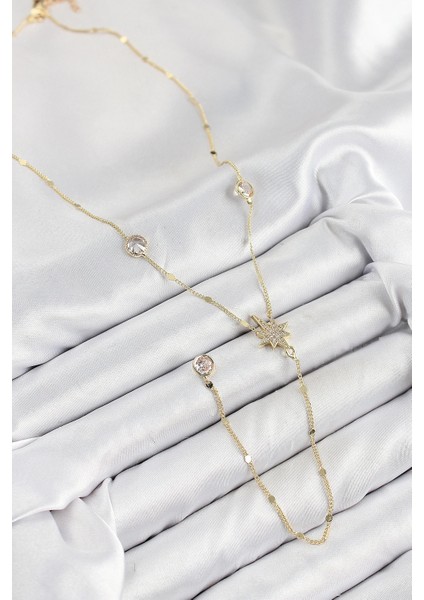 Pirinç Zirkon Taşlı Kutup Yıldızı Model Gold Renk Y Kolye fiyatları