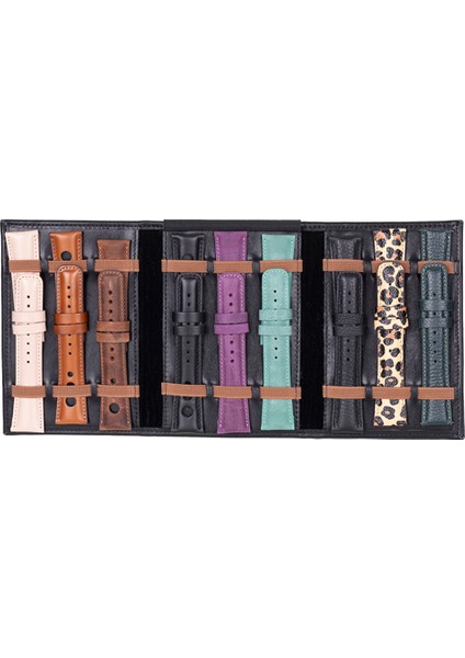 El Yapımı Hakiki Deri Saat Kordonu Çantası, Kömür Siyah Renk