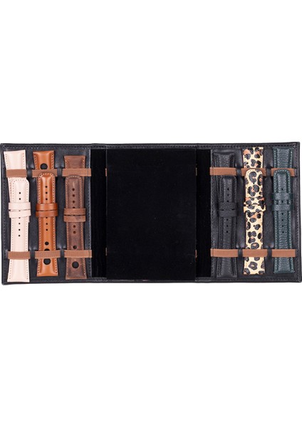 El Yapımı Hakiki Deri Saat Kordonu Çantası, Kömür Siyah Renk fırsatları