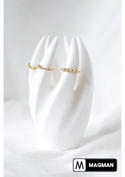 Beyaz Yüzük Standı Organizer, 12X7 Cm, Şık ve Kullanışlı Tasarım