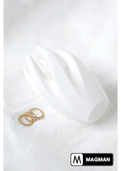 Beyaz Yüzük Standı Organizer, 12X7 Cm, Şık ve Kullanışlı Tasarım modelleri