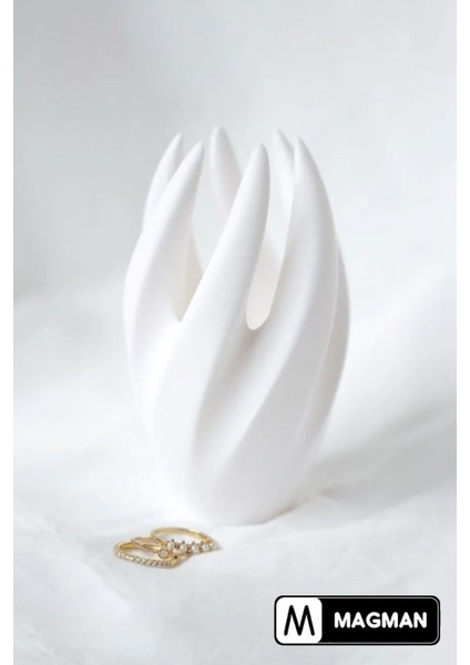 Beyaz Yüzük Standı Organizer, 12X7 Cm, Şık ve Kullanışlı Tasarım fırsatları