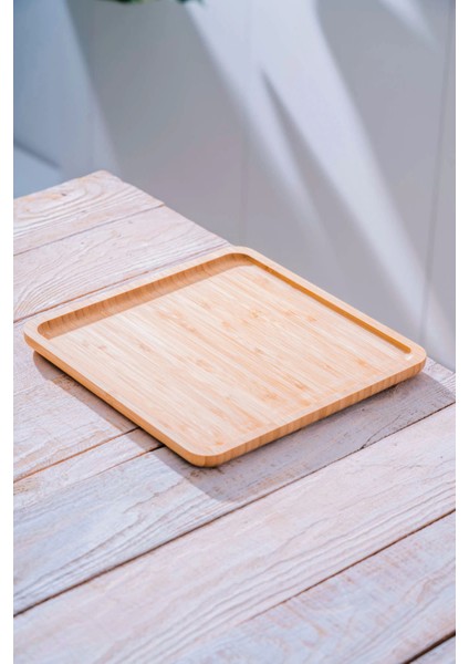 Mario - Bambu Lüks Kare Pasta Sunum Tabağı 25 x 25 cm fiyatları