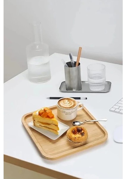 Mario - Bambu Lüks Kare Pasta Sunum Tabağı 25 x 25 cm indirimleri