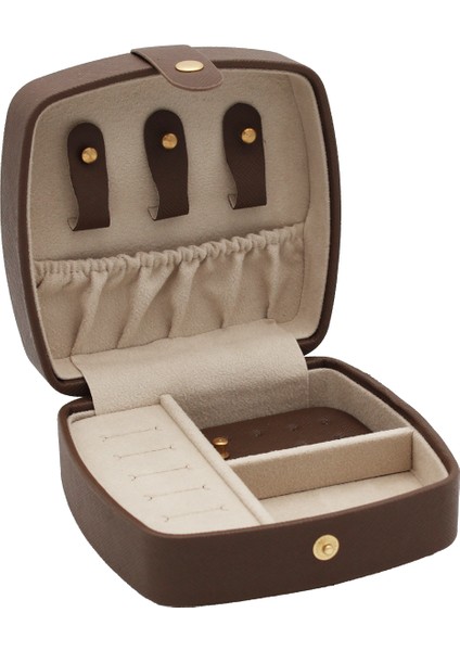 Kahverengi Takı ve Seyahat Çantası, Makyaj ve Aksesuar Düzenleyici