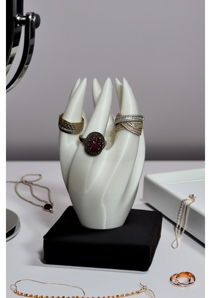 Beyaz Yüzük ve Makyaj Standı, Dekor ve Saklama Alanı, Şık ve Fonksiyonel Tasarım