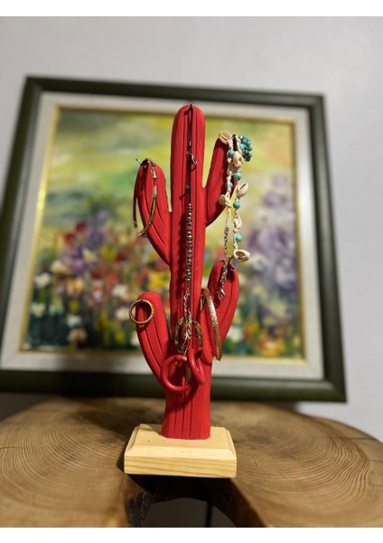 Kırmızı Ahşap Takı Düzenleyici, Şık ve Fonksiyonel Tasarım