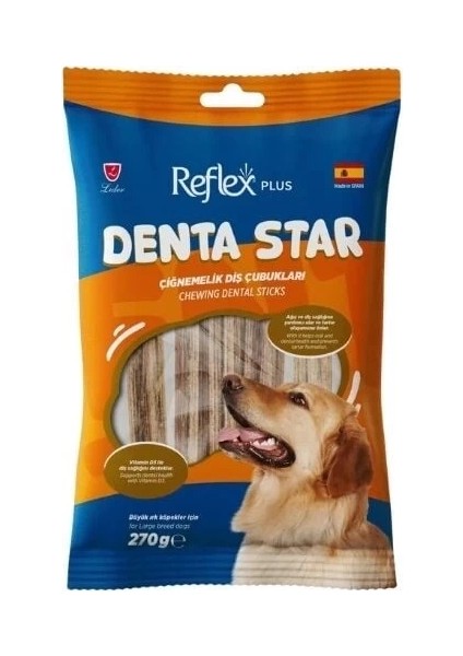 Denta Star Çiğnemelik Diş Çubukları Büyük Irk Yetişkin Köpek Ödül Maması 270 gr