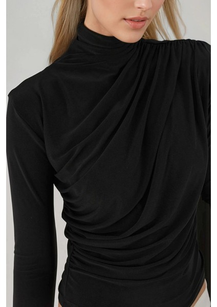 Kadın Şık Giyilebilir Uzun Kollu Örgü Üst Black