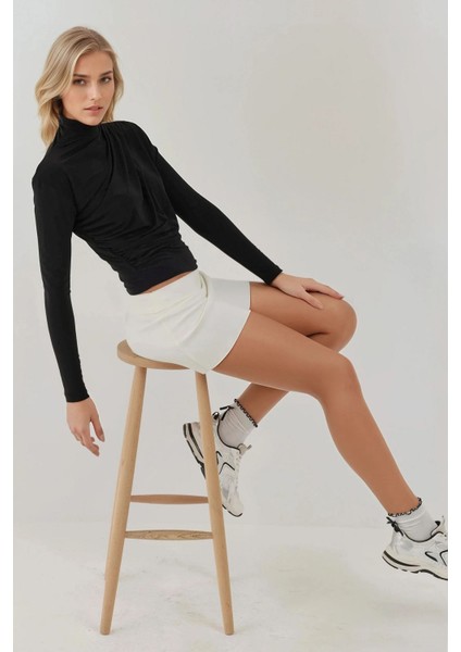 Kadın Şık Giyilebilir Uzun Kollu Örgü Üst Black