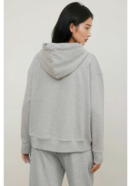 Kadın Oversize Kapüşonlu Sweatshirt Grey