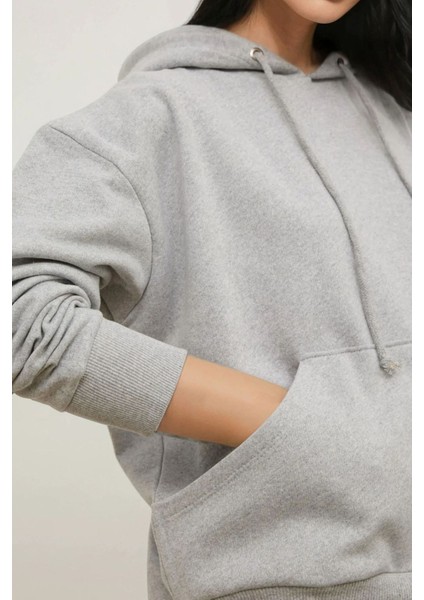 Kadın Oversize Kapüşonlu Sweatshirt Grey