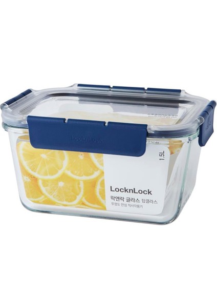 Dörtgen Kilitli Fırın ve Saklama Kabı 1.5 Lt, Dayanıklı ve Şık Mavi Renk