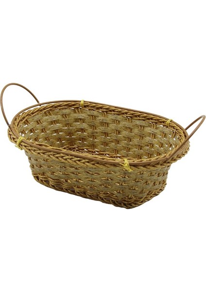Oval Plastik Hasır Ekmek - Çok Amaçlı Sepet Kulplu - Metal Iskelet TABAN:11X18- AĞIZ:18X24.5CM D:8cm (5224)