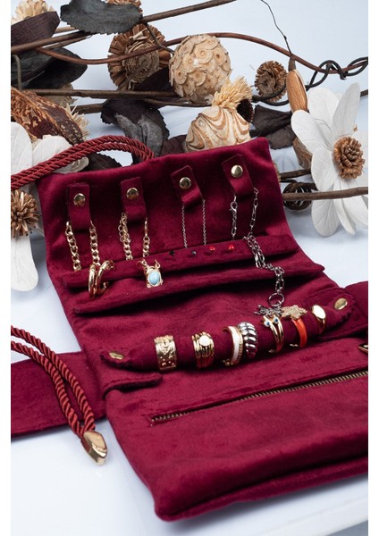 Bordo Renkli Katlanabilir Şık Takı ve Seyahat Çantası, Pratik Kullanım