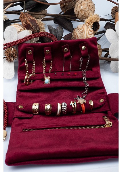 Bordo Renkli Katlanabilir Şık Takı ve Seyahat Çantası, Pratik Kullanım fiyatları