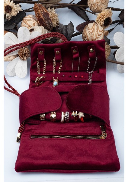 Bordo Renkli Katlanabilir Şık Takı ve Seyahat Çantası, Pratik Kullanım modelleri