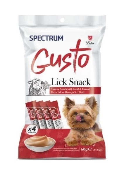 Gusto Kuzu Etli ve Havuçlu Sıvı Yetişkin Köpek Ödül Maması 4X15 gr