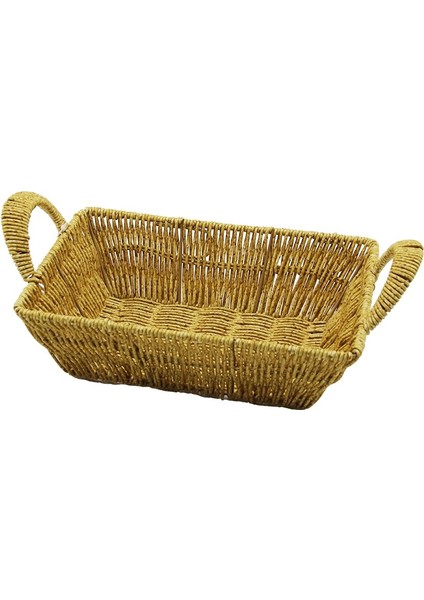 Dikdörtgen Plastik Hasır Ekmek - Çok Amaçlı Sepet Kulplu - Metal Iskelet TABAN:13.5X20- AĞIZ:19X26.5CM D:7.5cm (5224)