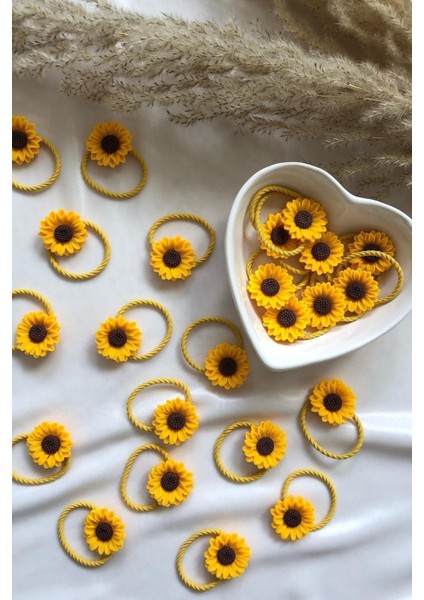 Ayçiçeği Lastik Toka Okul Saç Tokası Trend Model Ayçiçek Saç Tokası Seti 3 Adet fırsatları