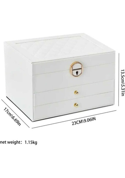 Kilitli Takı Kutusu, Suni Deri, Süet Iç, Çekmeceli, Şık ve Kullanışlı Organizer fiyatları