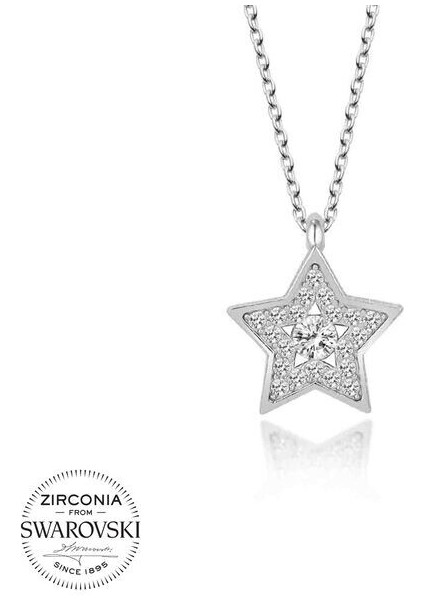 Taşlı Yıldız Taş 925 Ayar Gümüş Kolye