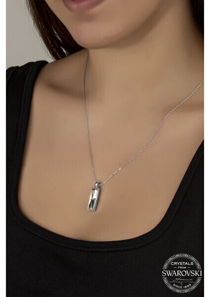 Crystal Taşlı Baget 925 Ayar Gümüş Kadın Kolye