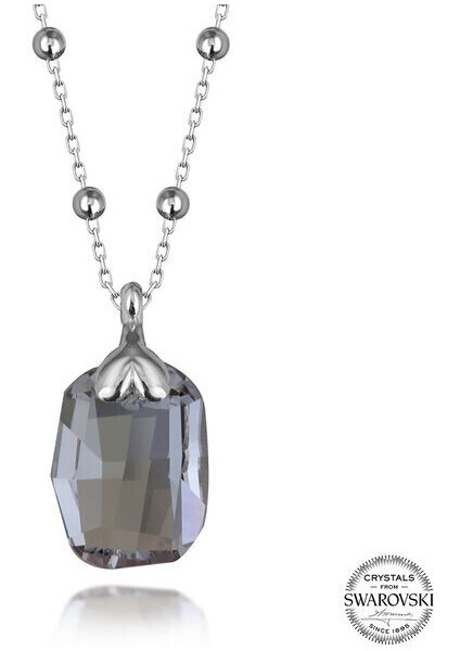Crystal Taşlı Baget Top Zincir 925 Ayar Gümüş Kolye