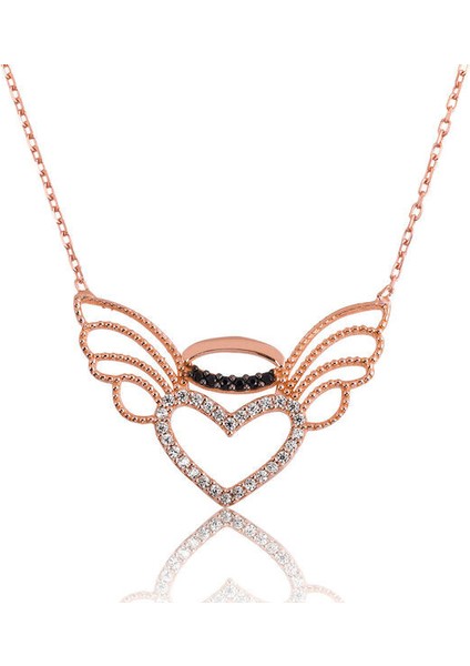 Kalp Melek Kanadı 925 Ayar Gümüş Kolye