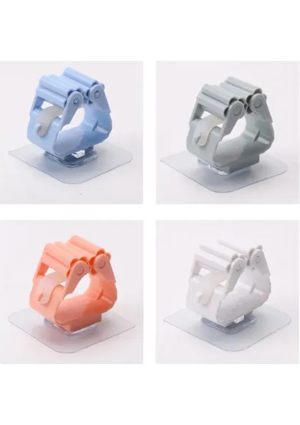 Duvar Tipi Mop & Paspas Tutucu 4'lü Set, Organizer, Banyo & Mutfak Düzenleyici, Yapışkanlı Montaj