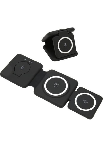 3'lü Kablosuz Şarj Standı iPhone Apple Watch Airpods Android Uyumlu Telefon Hızlı Şarj Katlanabilir