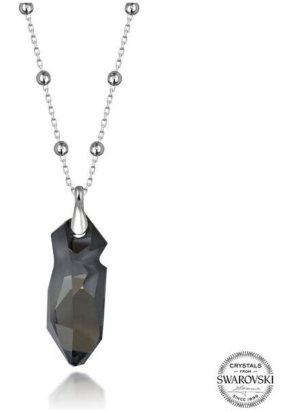 Crystal Taşlı Top Zincir 925 Ayar Gümüş Kolye