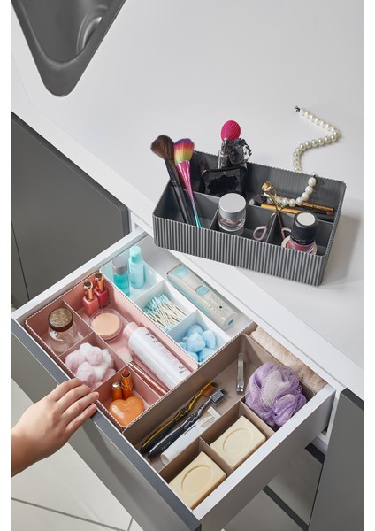 Renkli Çok Bölmeli Organizer Kutu, Makyaj, Mutfak ve Banyo Için Düzenleyici