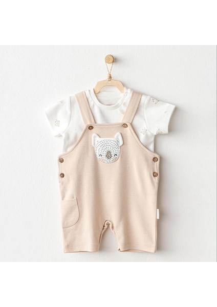 Happy Animals Bebek Salopet Takım Beige
