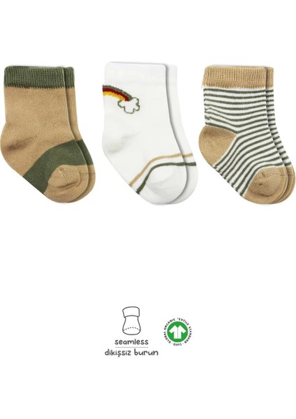 3'lü Penye Rainbow Soket Çorap BS10113 Nil