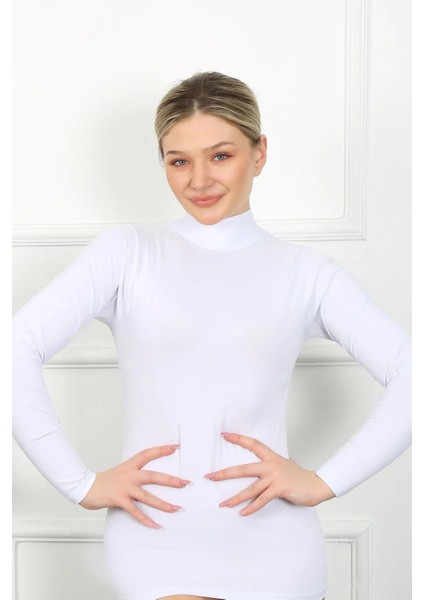 Bayan Uzun Kol Boğazlı Body Beyaz fırsatları