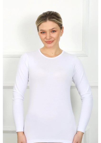 Bayan Uzun Kol Body Beyaz