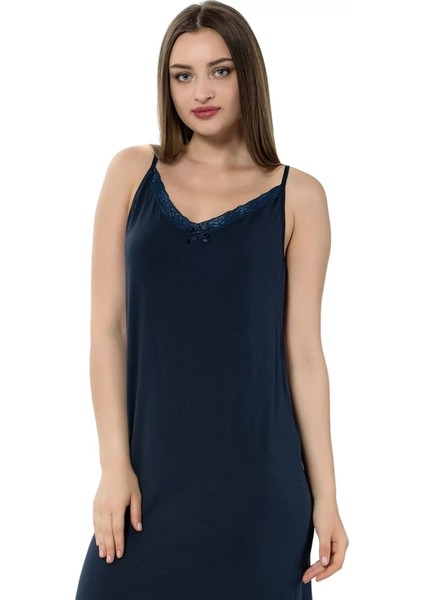 Bayan Ip Askılı Uzun Gecelik Siyah modelleri